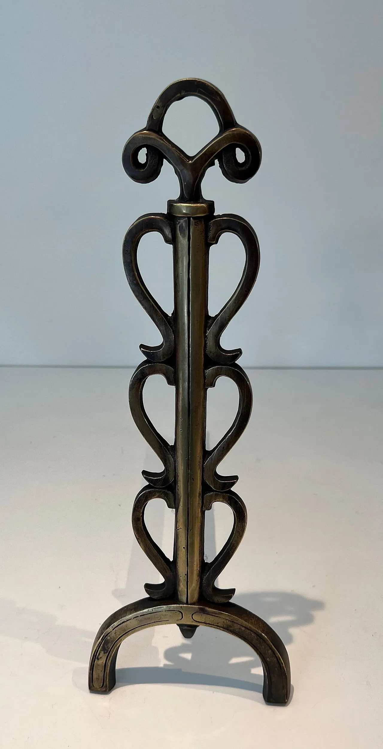 Pair of brass candelabra in the style of Raymond Subes, 1970s 5