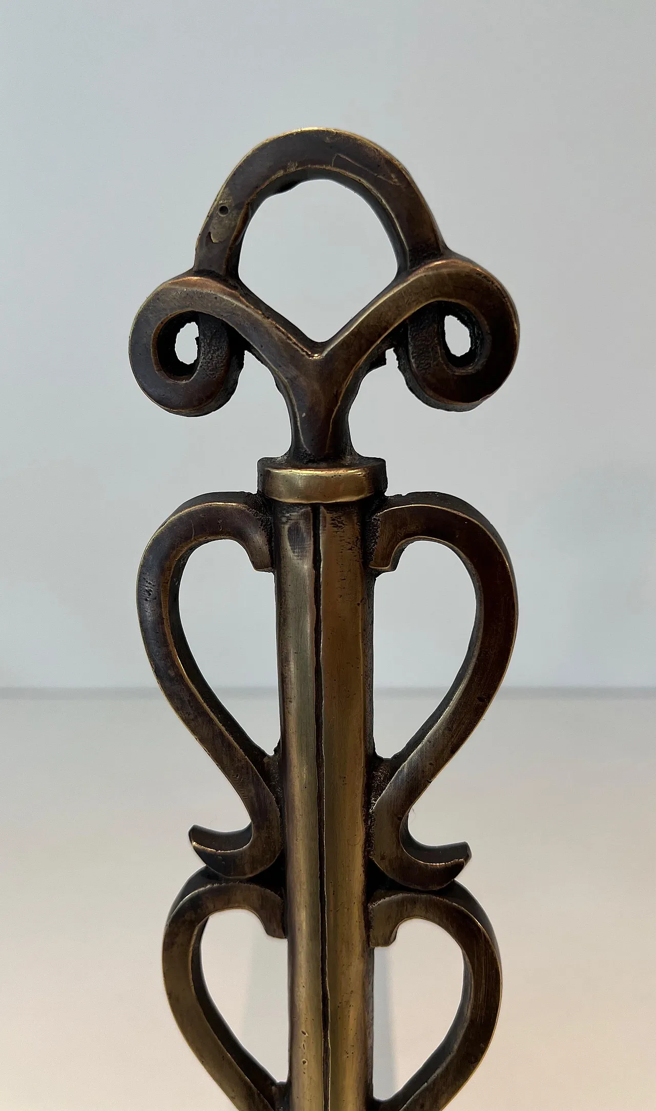 Pair of brass candelabra in the style of Raymond Subes, 1970s 6