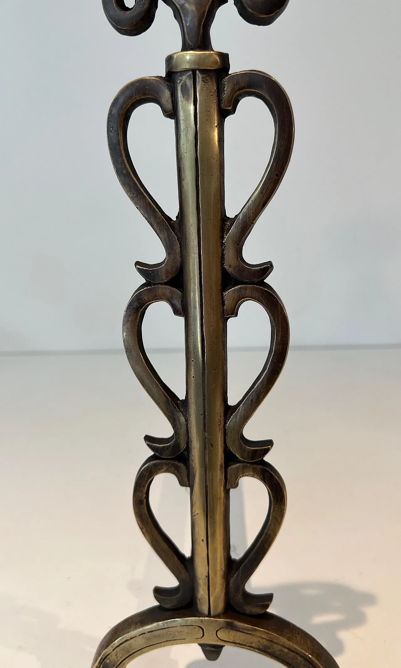 Pair of brass candelabra in the style of Raymond Subes, 1970s 7