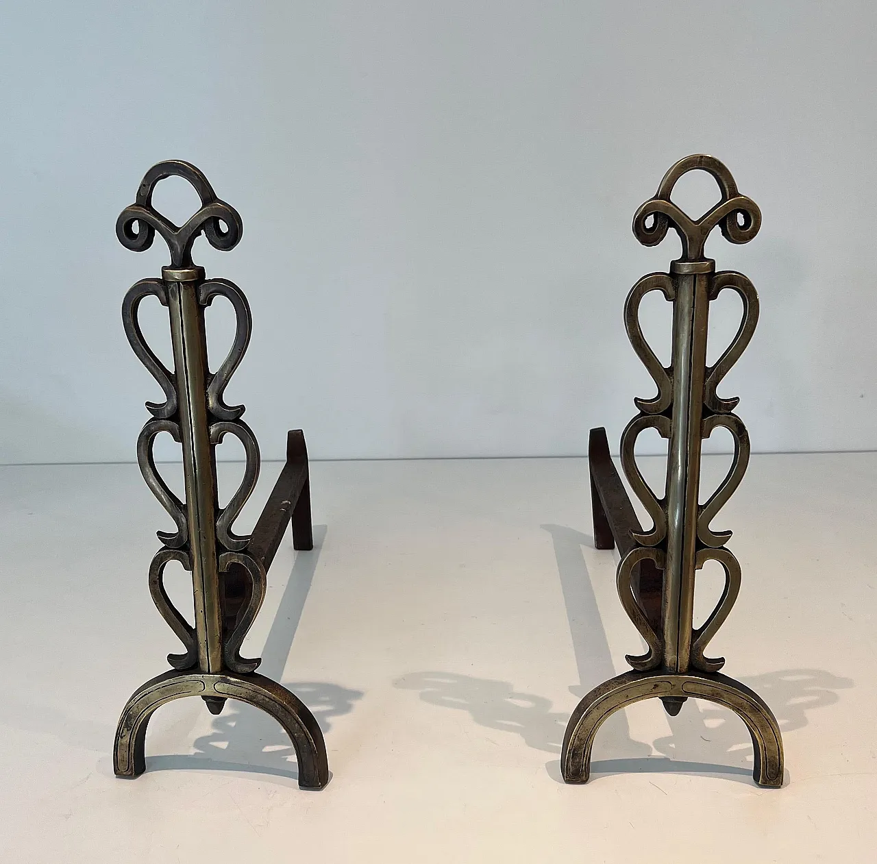 Pair of brass candelabra in the style of Raymond Subes, 1970s 9