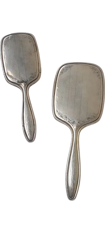 Silver mirror and brush, early 20th century