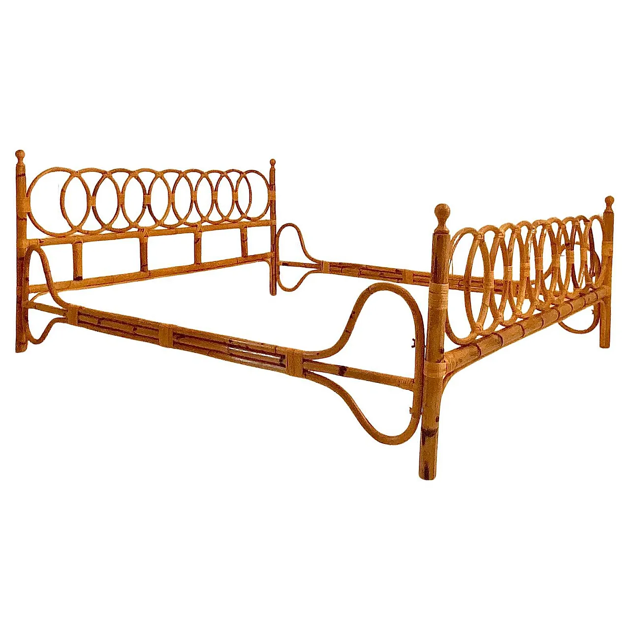 Bamboo double bed, Italy 1960 1