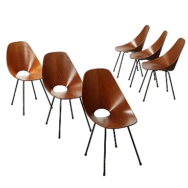 6 Medea chairs by Vittorio Nobili fo F.lli Tagliabue in Plywood, 1950s