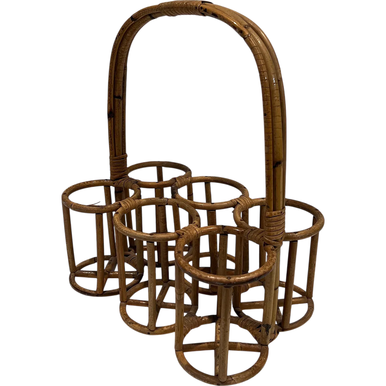 Rattan bottle rack, 1950s 18