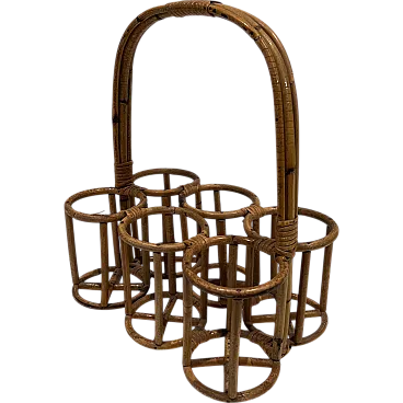 Rattan bottle rack, 1950s