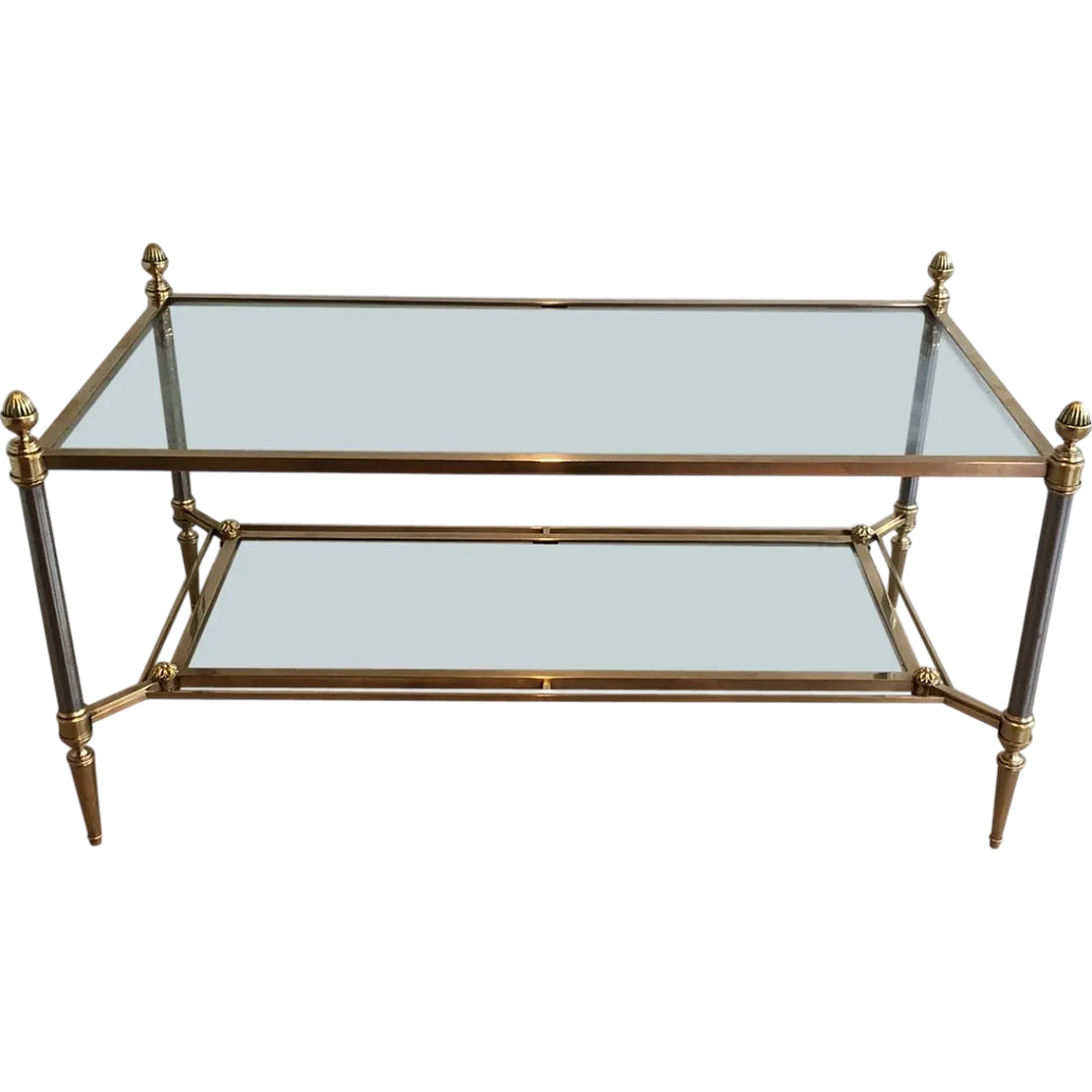 Brushed steel and brass coffee table by Maison Jansen, 1940s 15