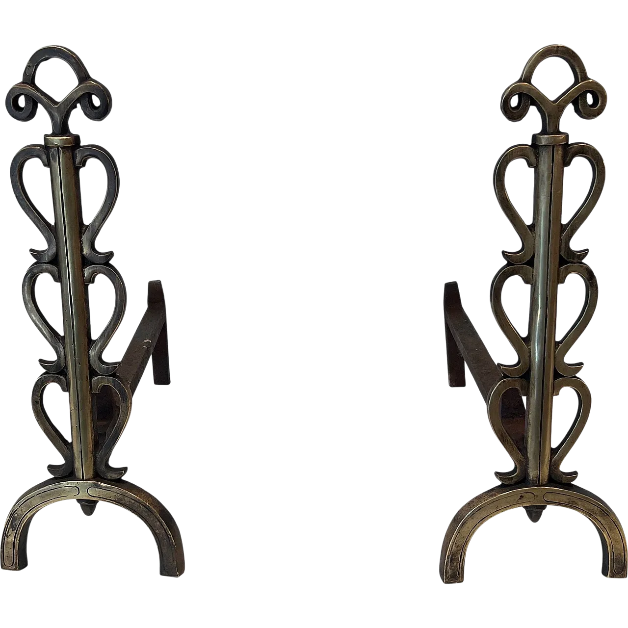 Pair of brass candelabra in the style of Raymond Subes, 1970s 10