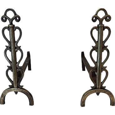 Pair of brass candelabra in the style of Raymond Subes, 1970s