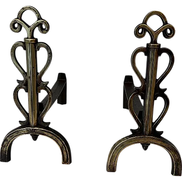 Pair of brass candelabra in the style of Raymond Subes, 1940s