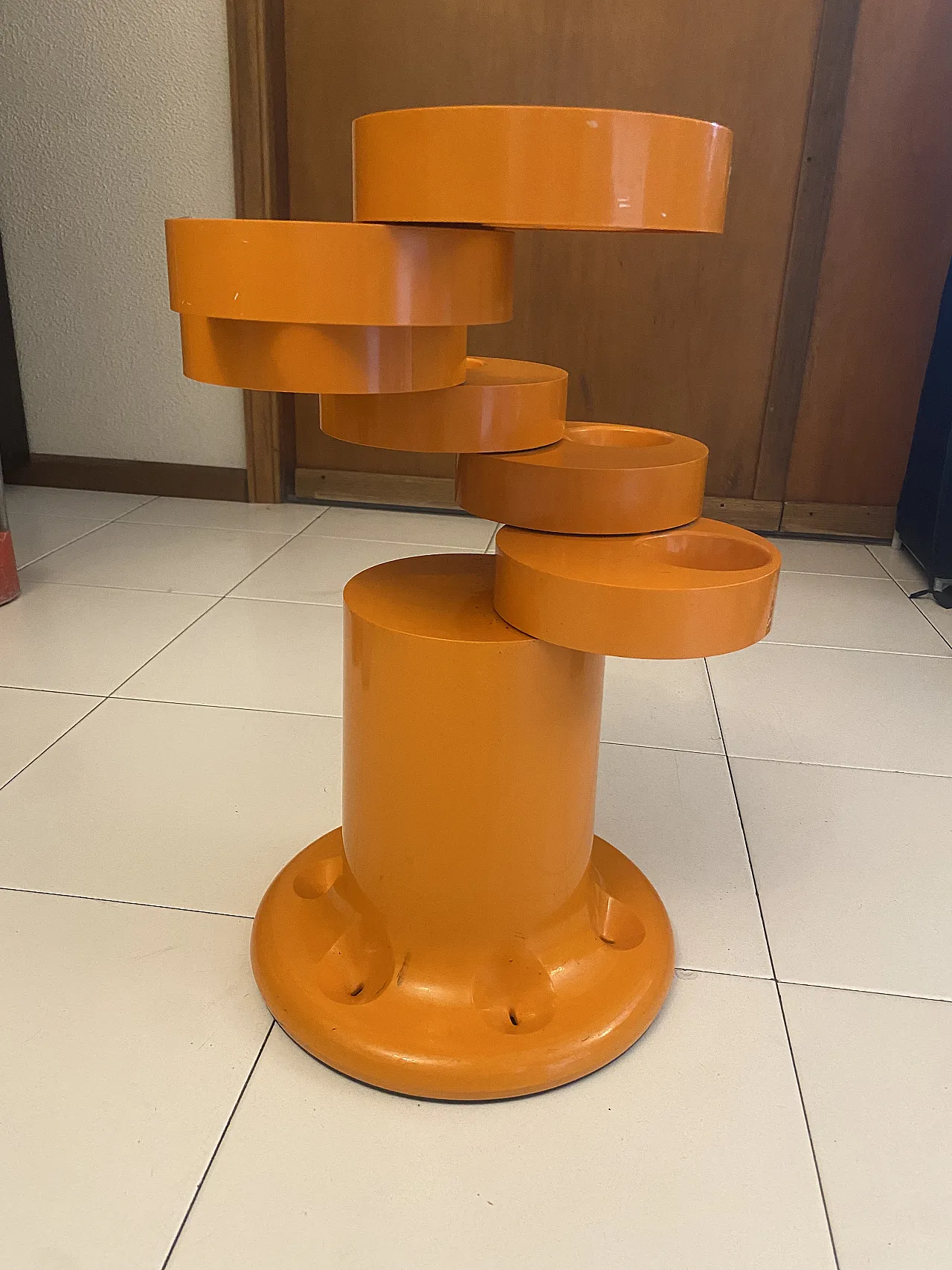 Pluvium umbrella stand orange, 70s 1