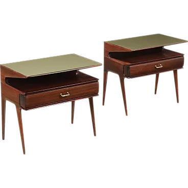 Pair of wooden bedside tables, mid-20th century