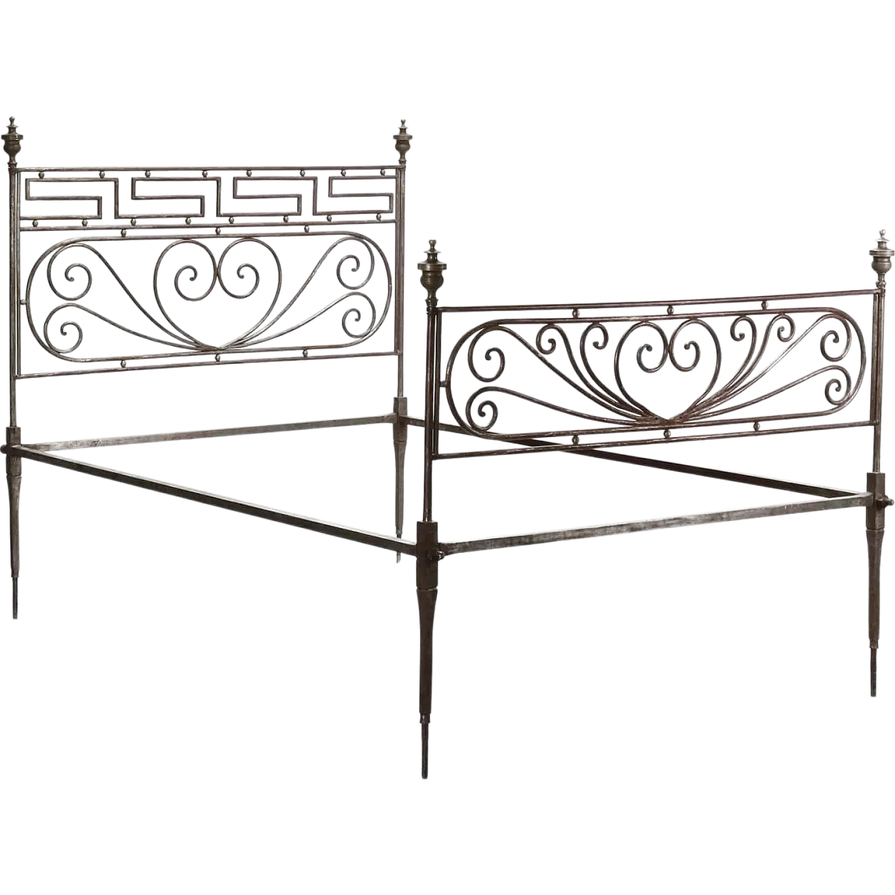 Wrought iron and bronze bed, early 19th century 11