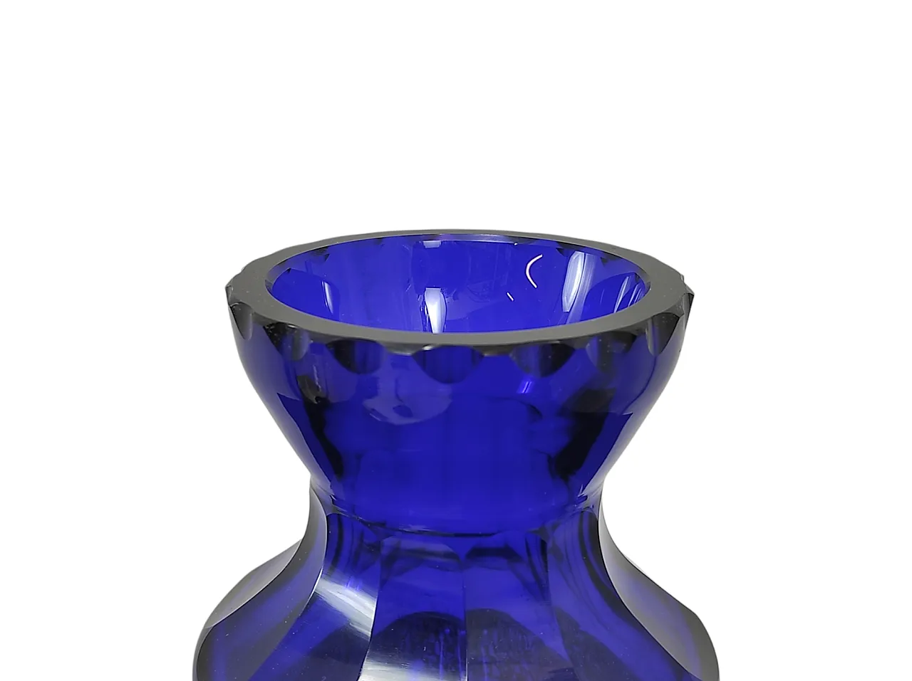 Vaso blu in cristallo, anni '50 3