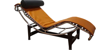 ALIVAR Chaise Longue LC4 in Cognac and black leather, 2000s