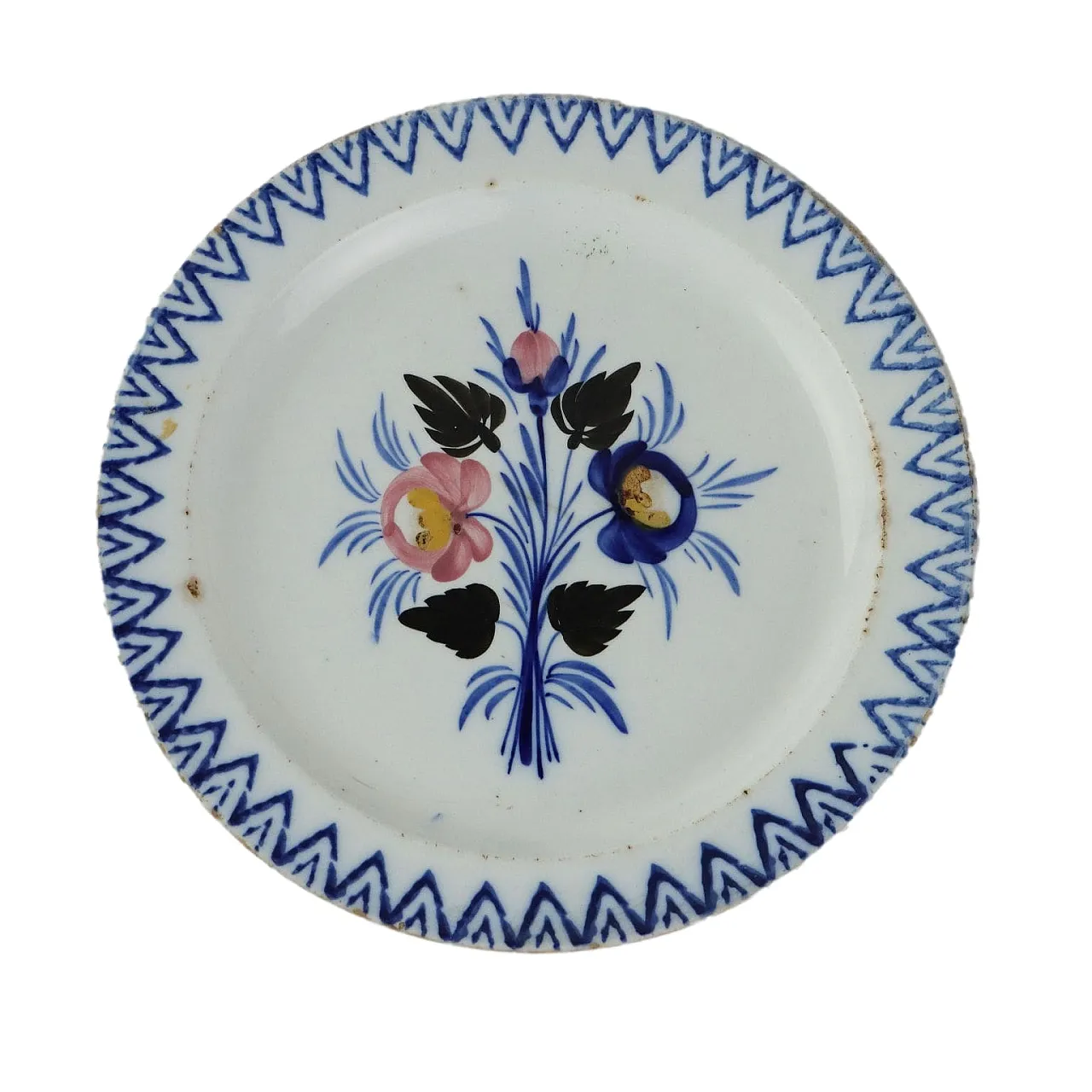 Piatto in ceramica con mazzo di fiori di Mondovì, fine '800 1