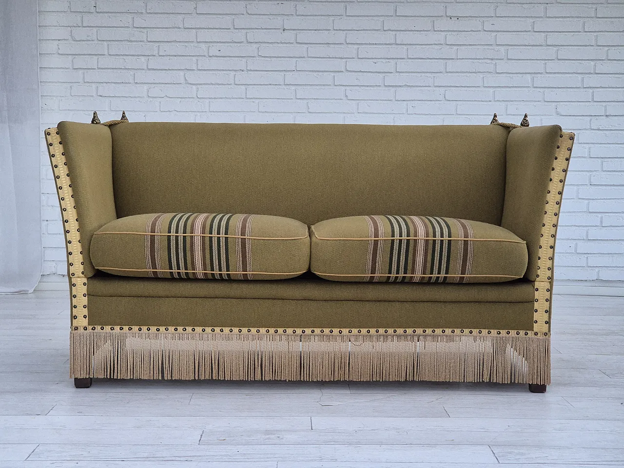 Danish 2 seater drop arm sofa, wool, 1960s 2