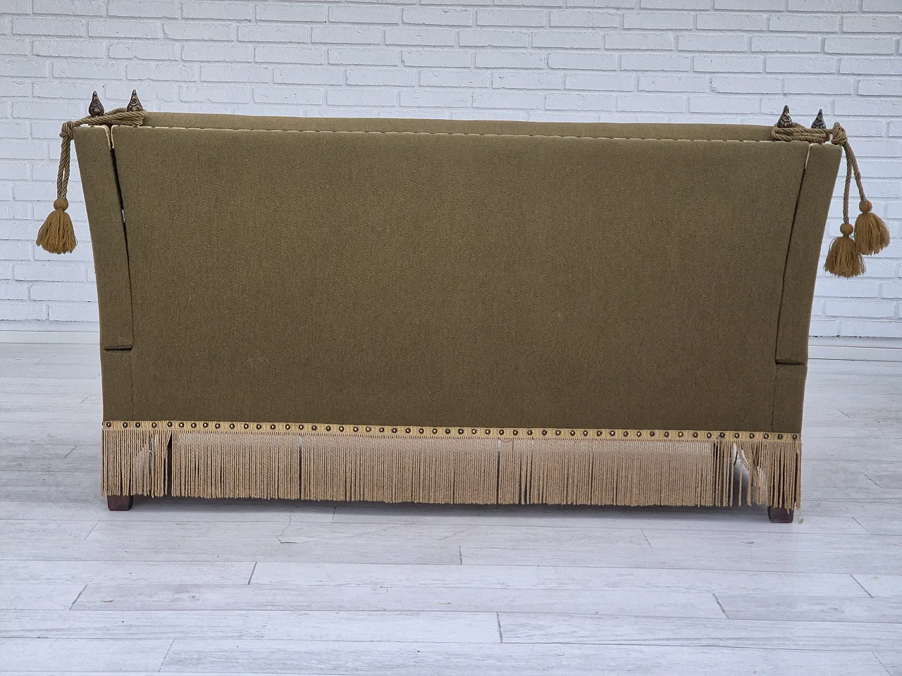 Danish 2 seater drop arm sofa, wool, 1960s 11