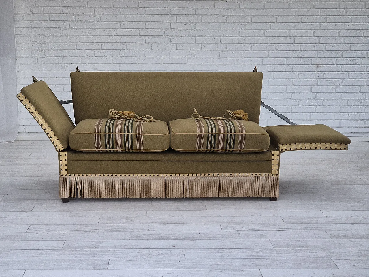 Danish 2 seater drop arm sofa, wool, 1960s 13