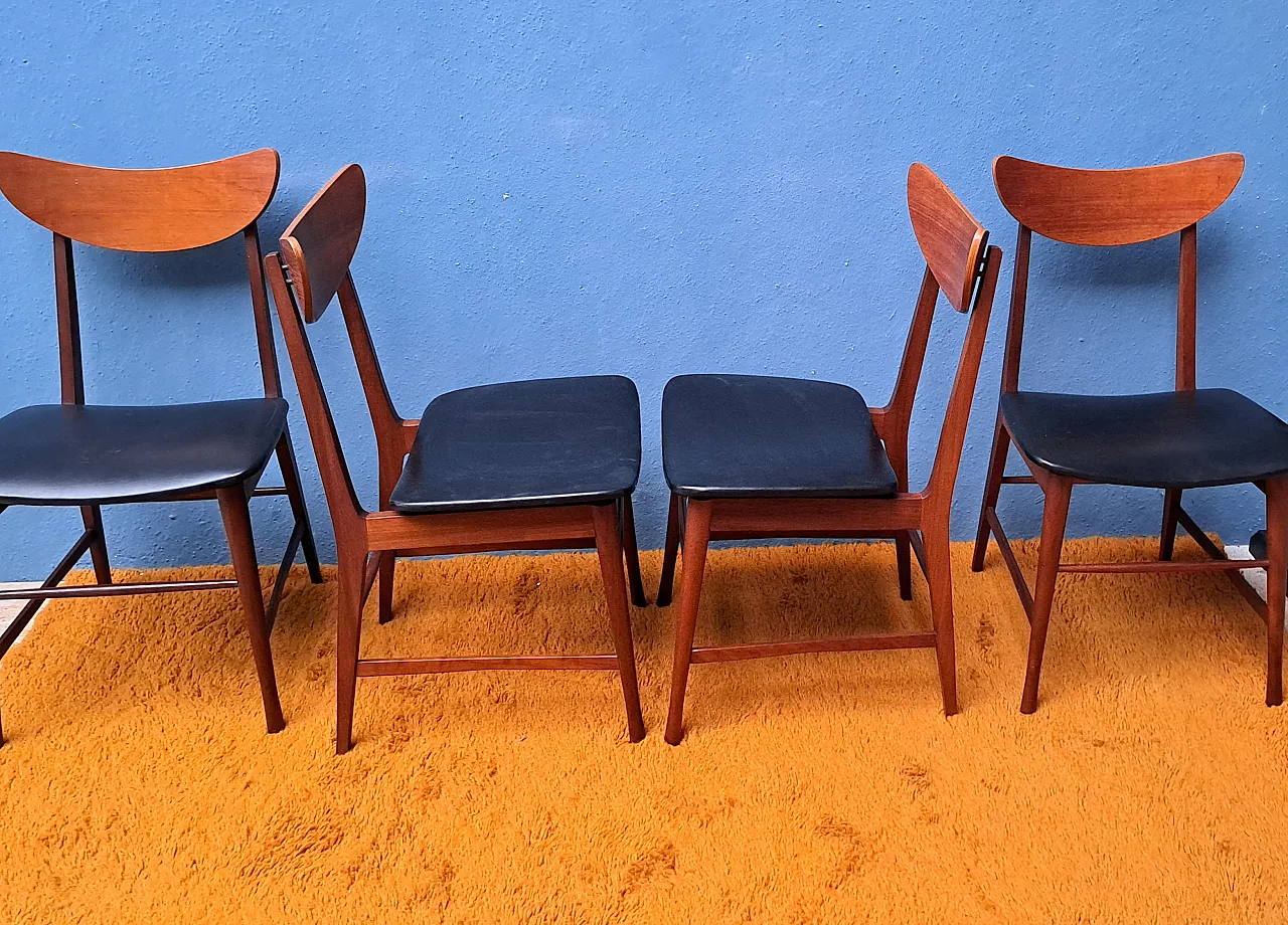 4 danish style teak chairs, 60s 3