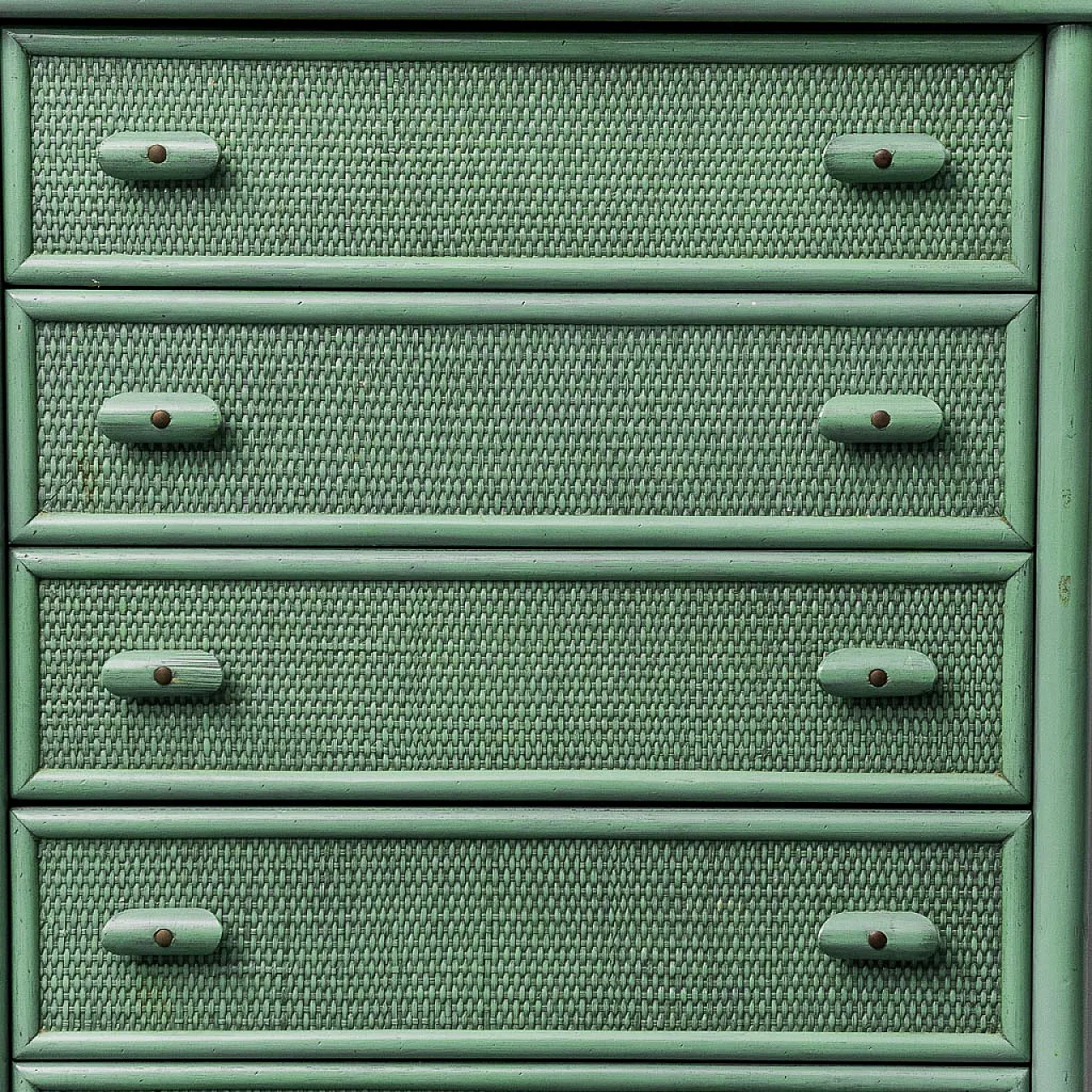 Bamboo and Vienna straw chest of drawers, 1970s 2