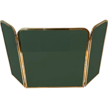 Glass and brass fireplace screen, 1970s