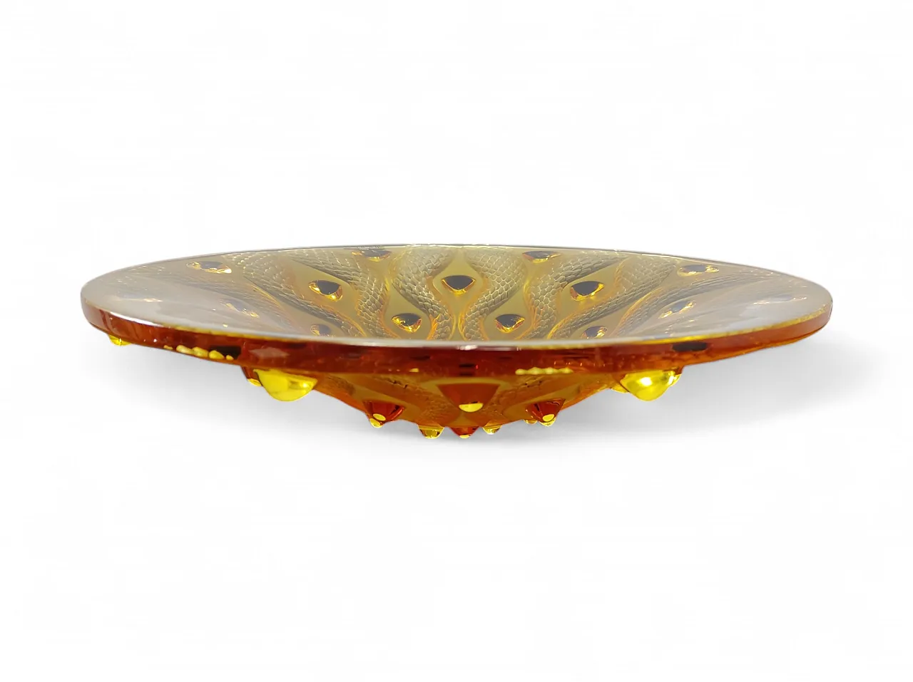 Snake effect amber crystal centrepiece by Lalique, 80s 1