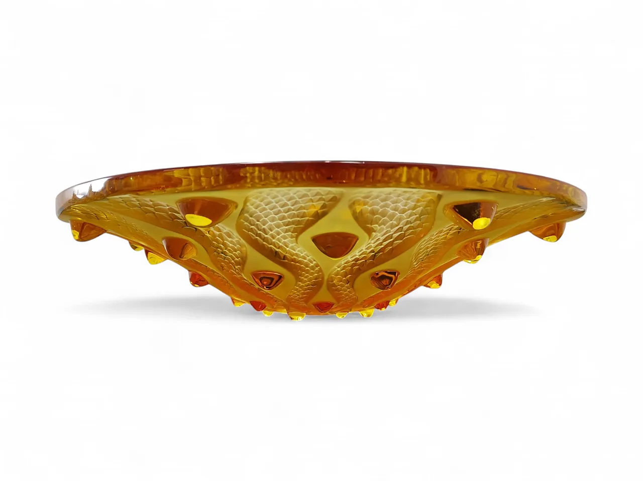 Snake effect amber crystal centrepiece by Lalique, 80s 2