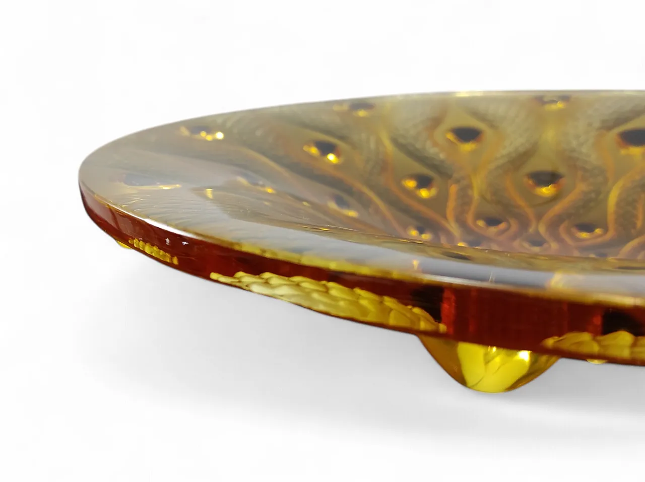 Snake effect amber crystal centrepiece by Lalique, 80s 3