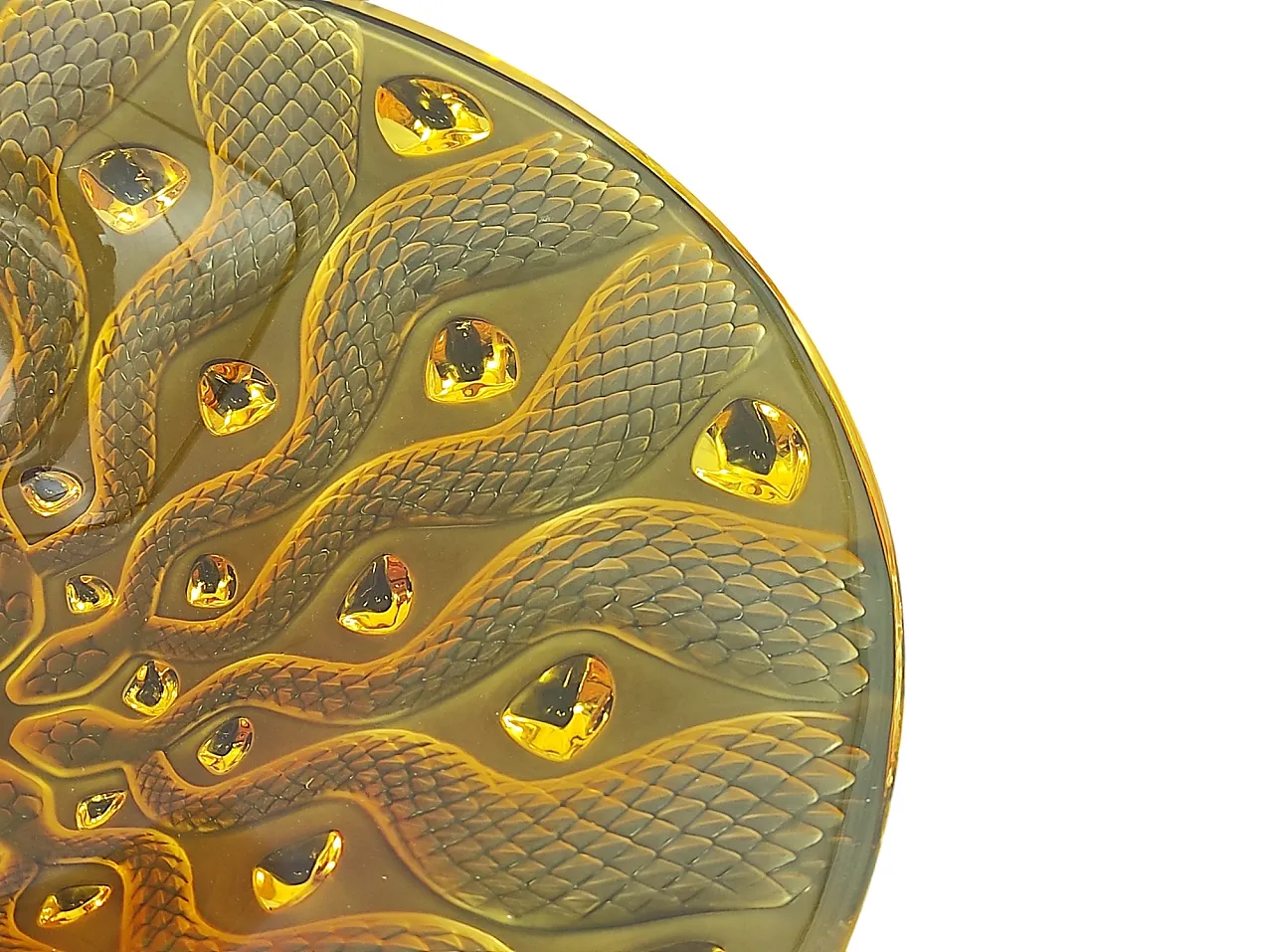 Snake effect amber crystal centrepiece by Lalique, 80s 4