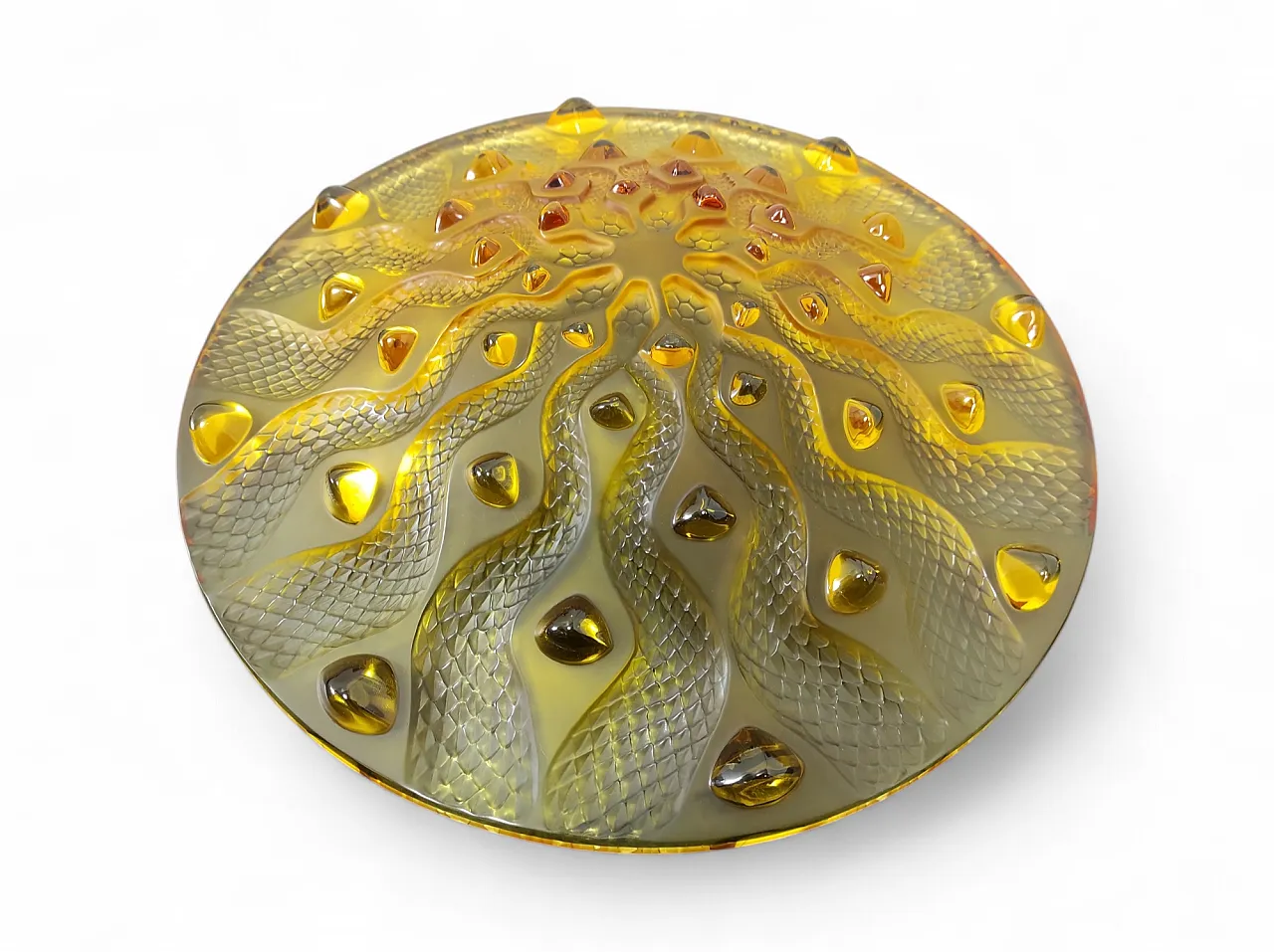 Snake effect amber crystal centrepiece by Lalique, 80s 5