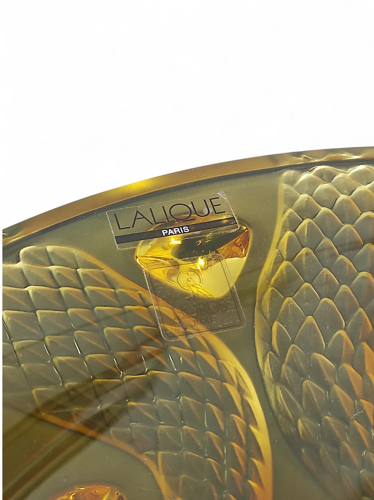 Snake effect amber crystal centrepiece by Lalique, 80s 6