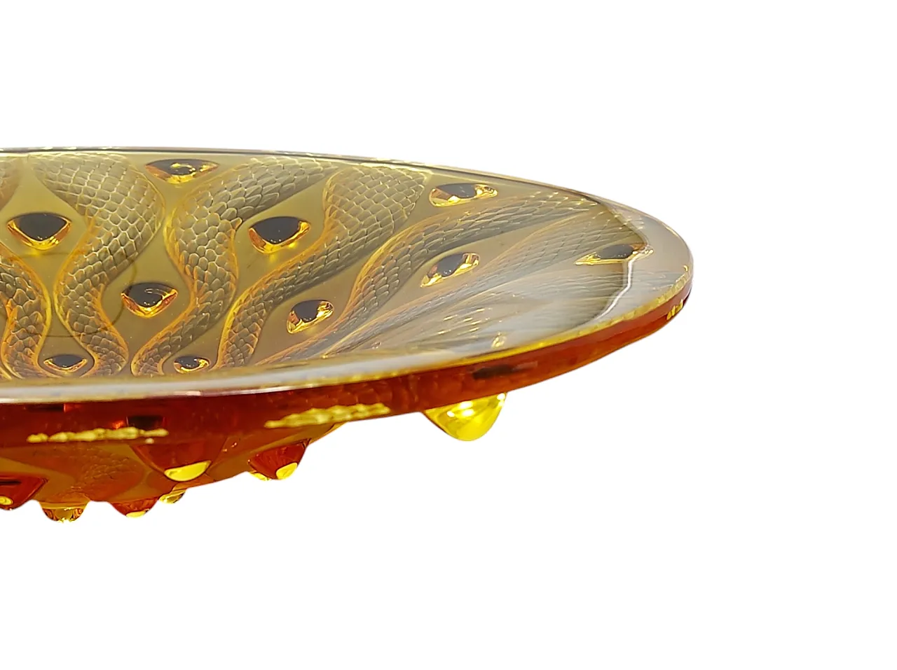 Snake effect amber crystal centrepiece by Lalique, 80s 7