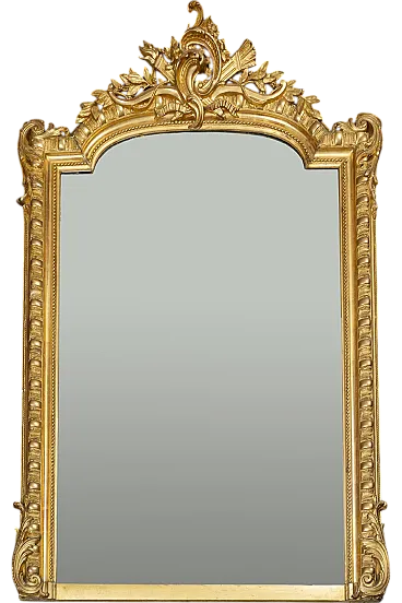 French Napoleon III mirror in gilded and carved wood, 19th century