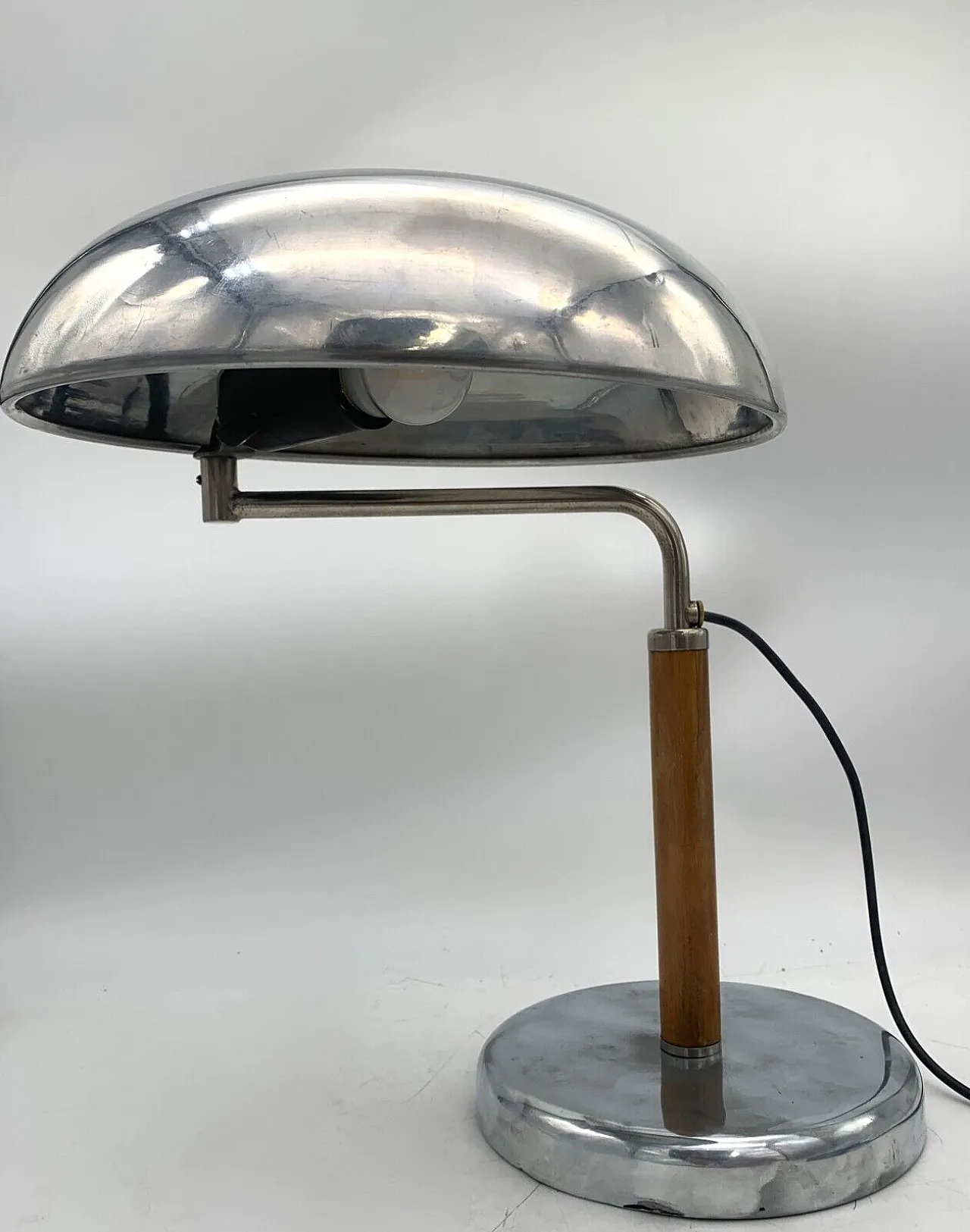 Wood and brass table lamp, 1930s 1