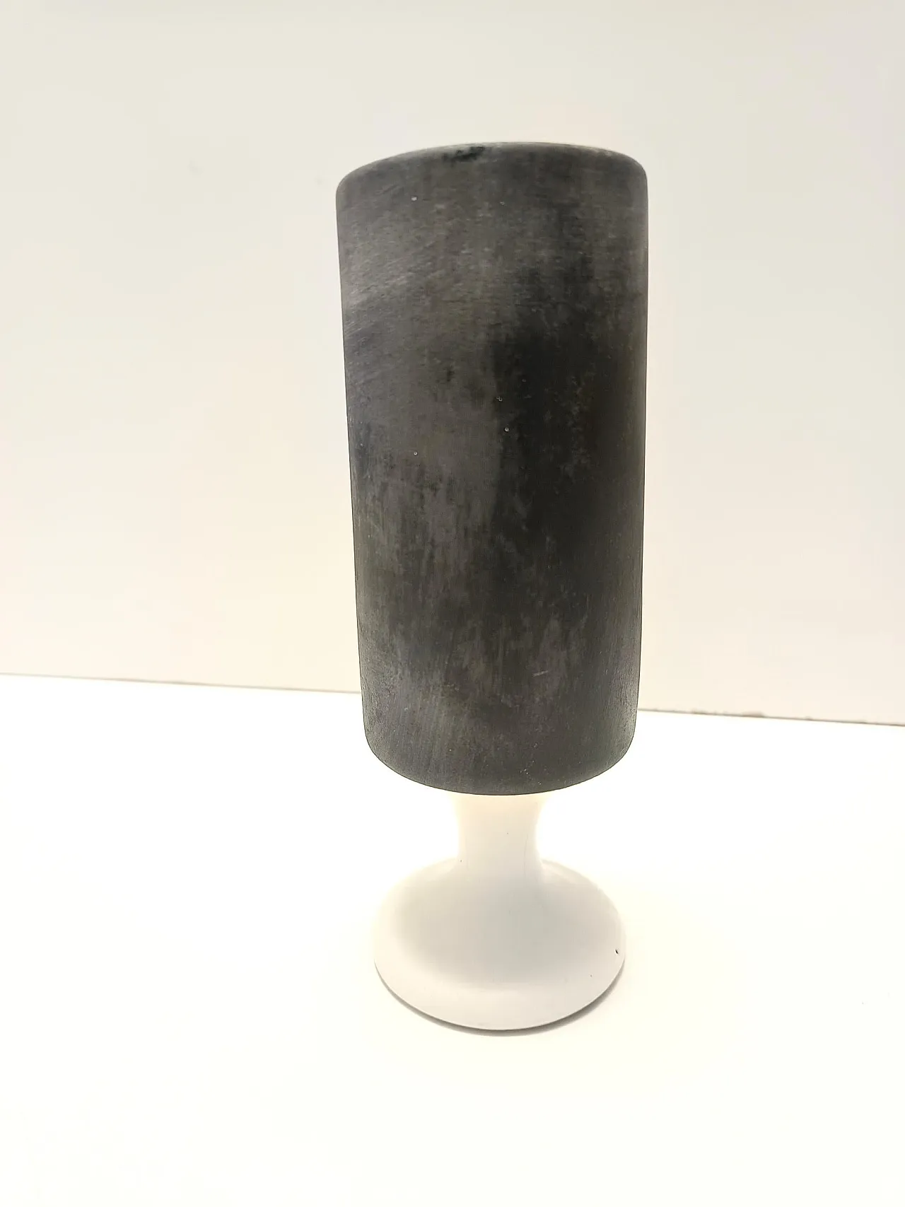 Black lacquered ceramic goblet vase by Roger Capron, France, 70s 5