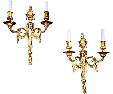 Pair of Napoleon III sconces in chiseled gilded bronze, 19th century