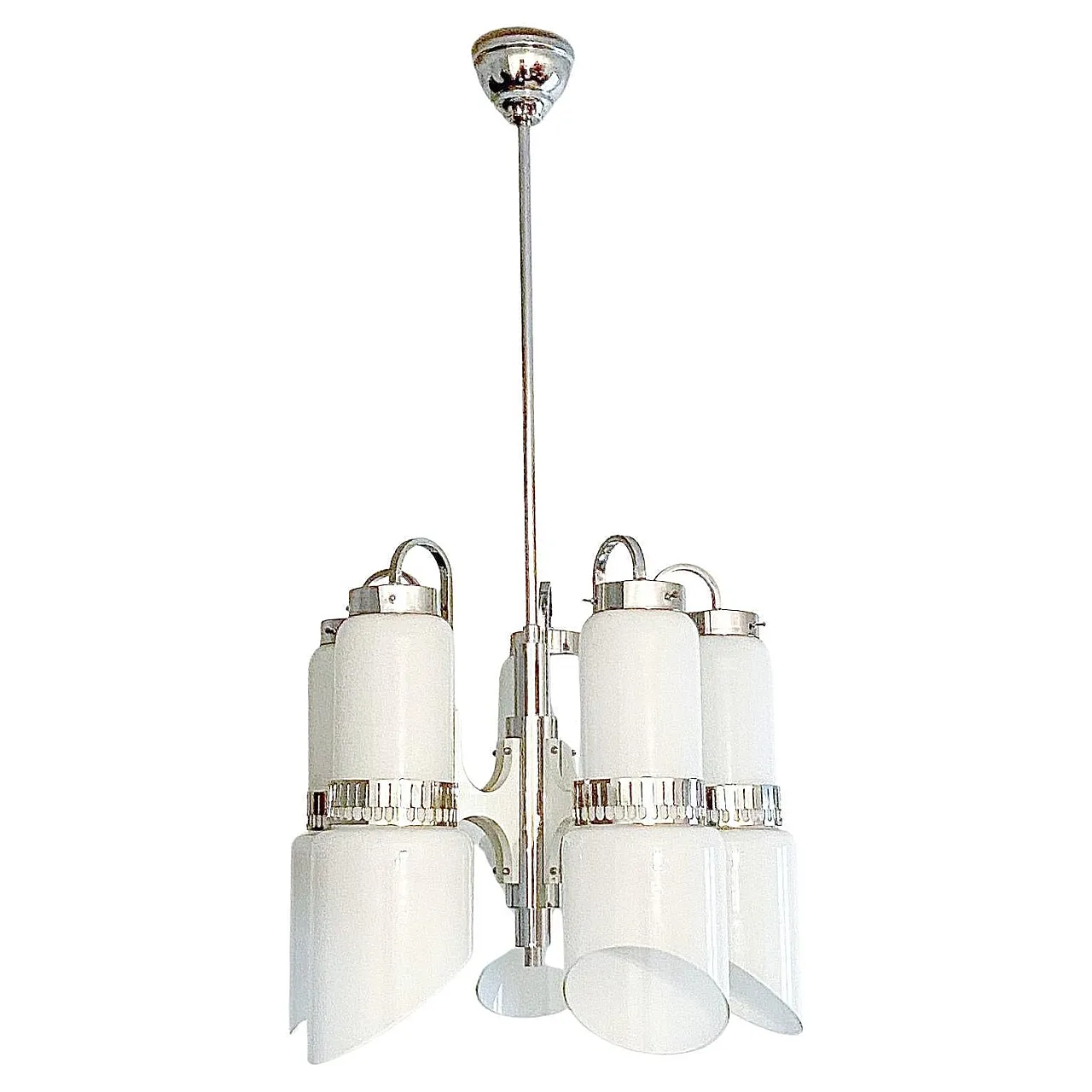 Space Age chandelier in Murano glass and steel, Vistosi, 1960s 1