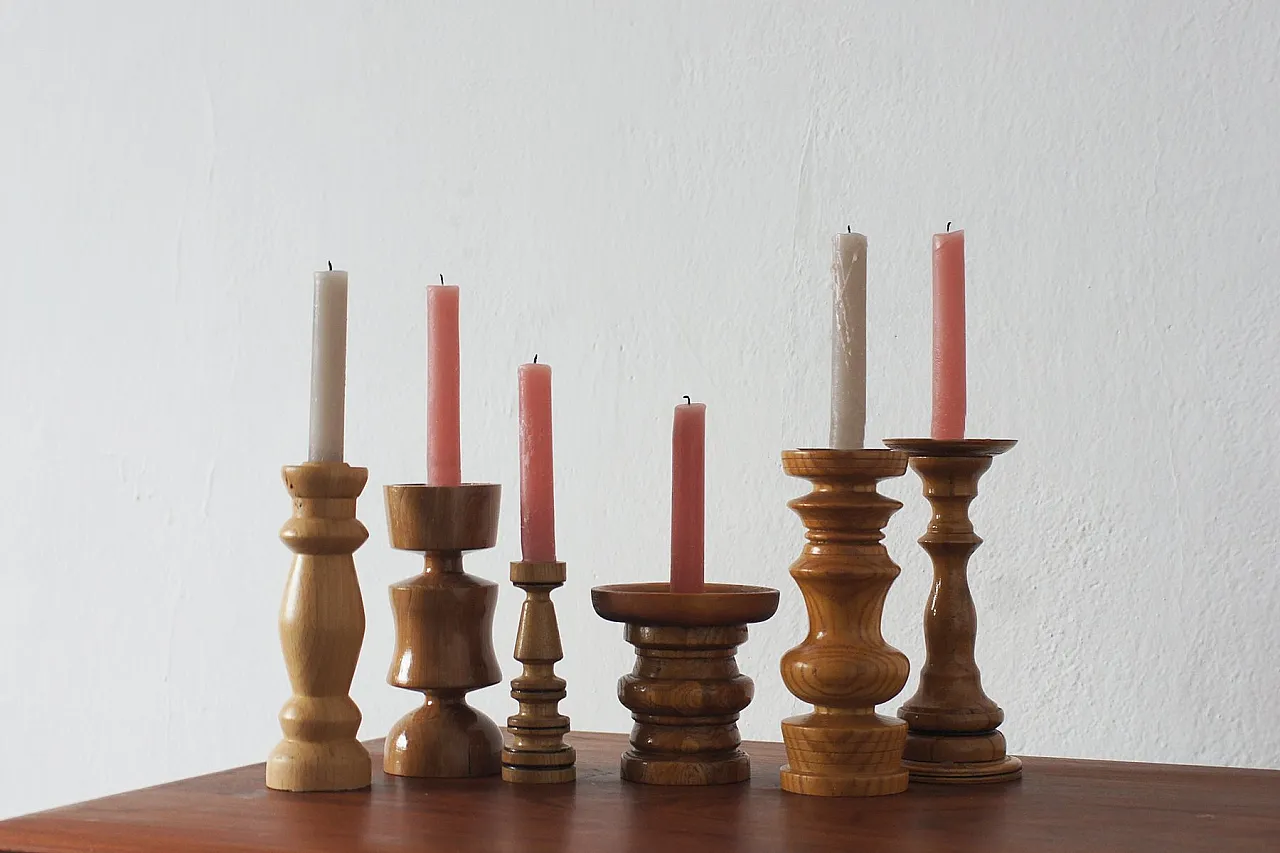 6 Wooden candleholders, late 20th century 1