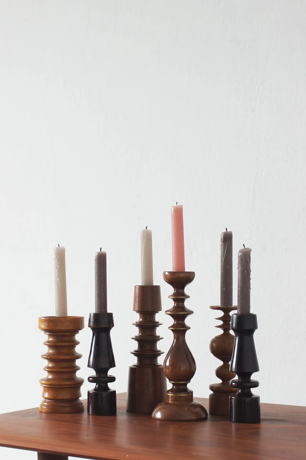 6 Wooden candleholders, 1970s 3