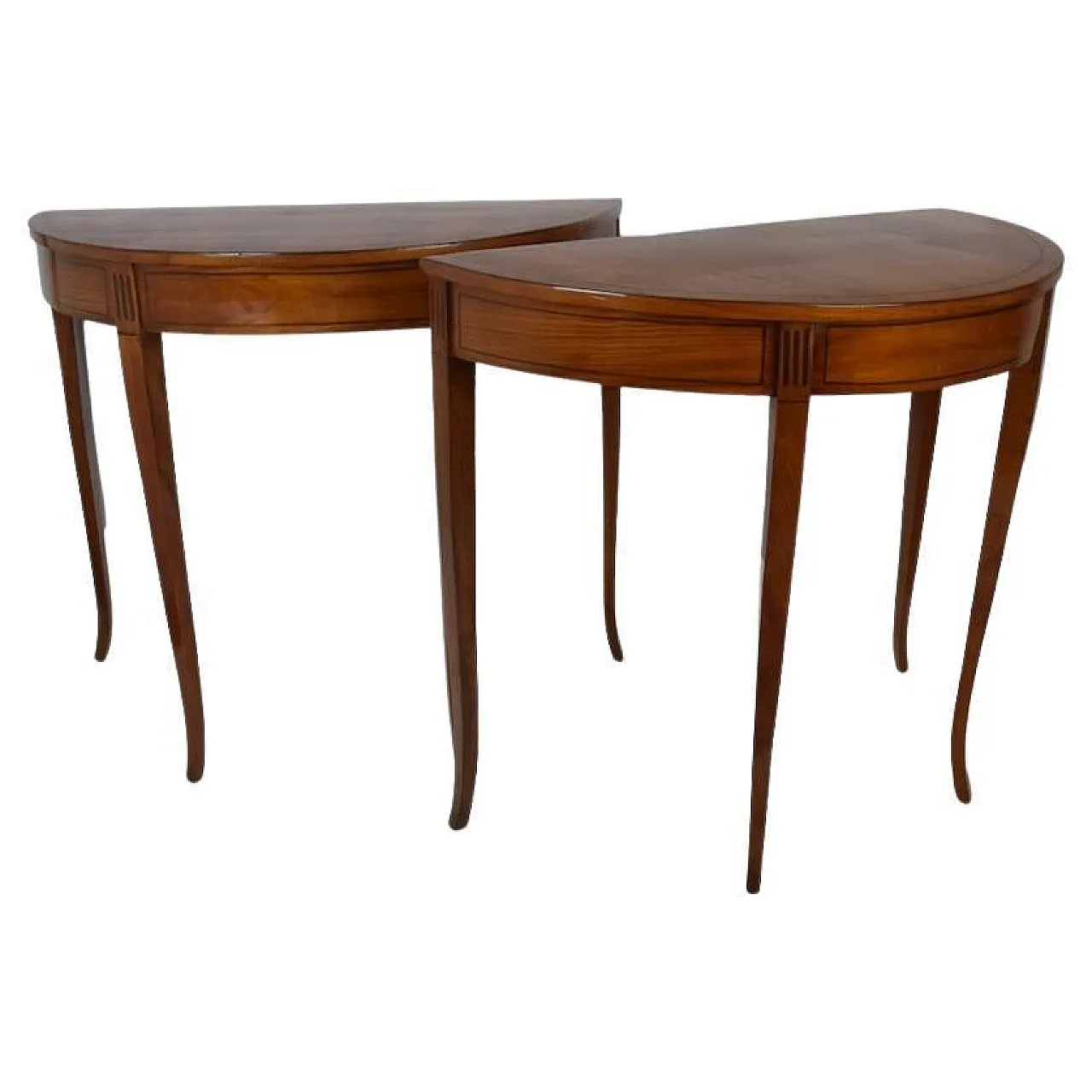 Pair of half-moon console tables in cherry wood, 19th century 1