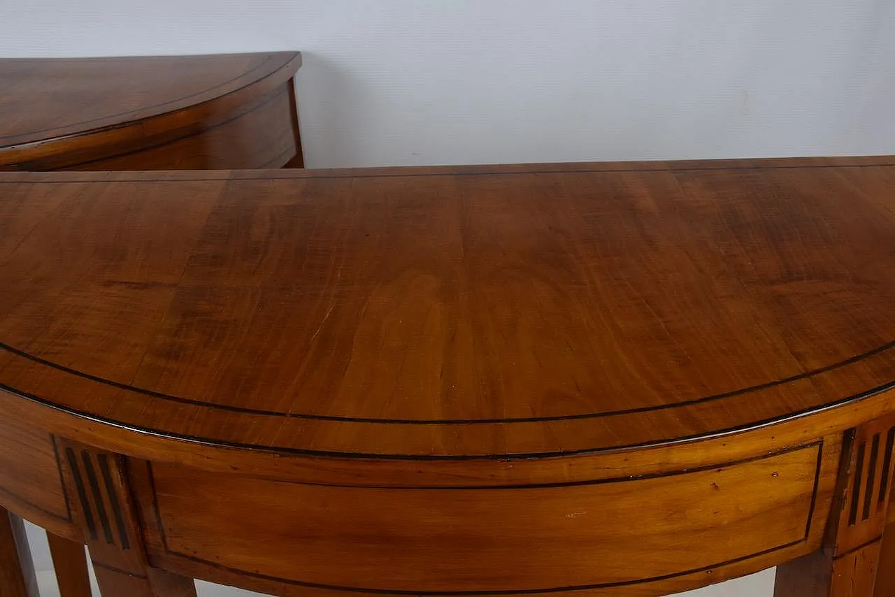 Pair of half-moon console tables in cherry wood, 19th century 5