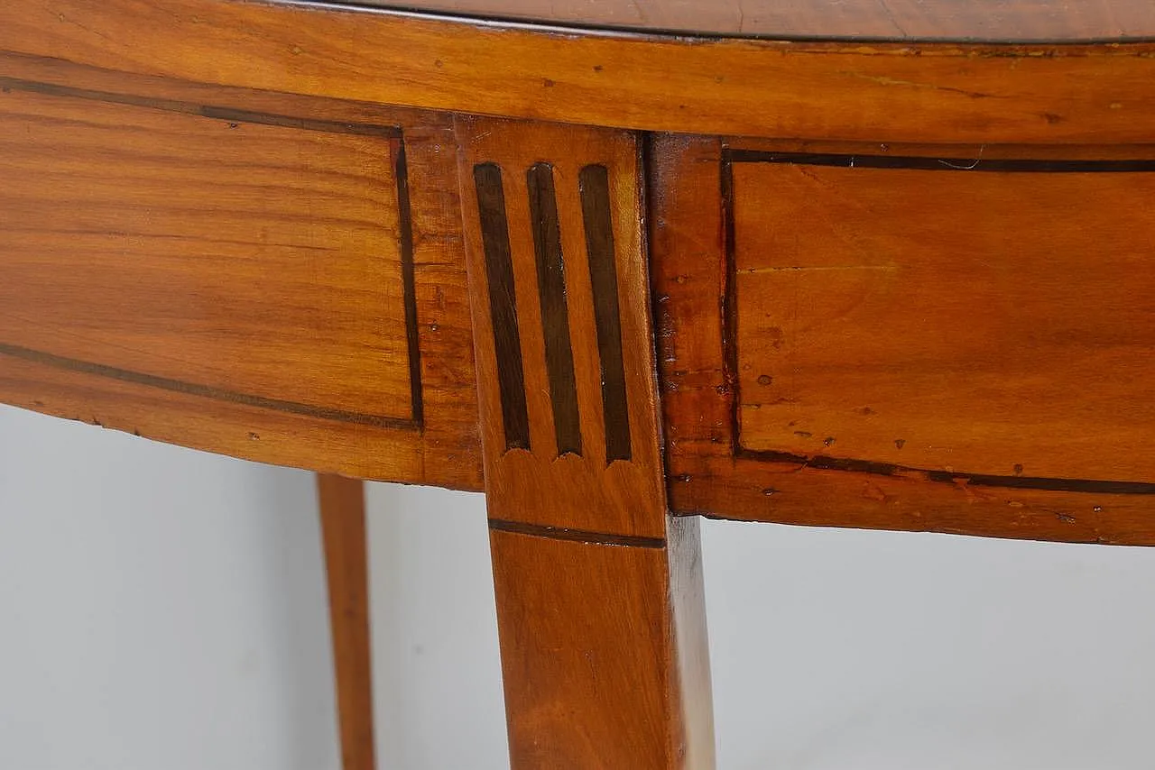 Pair of half-moon console tables in cherry wood, 19th century 10