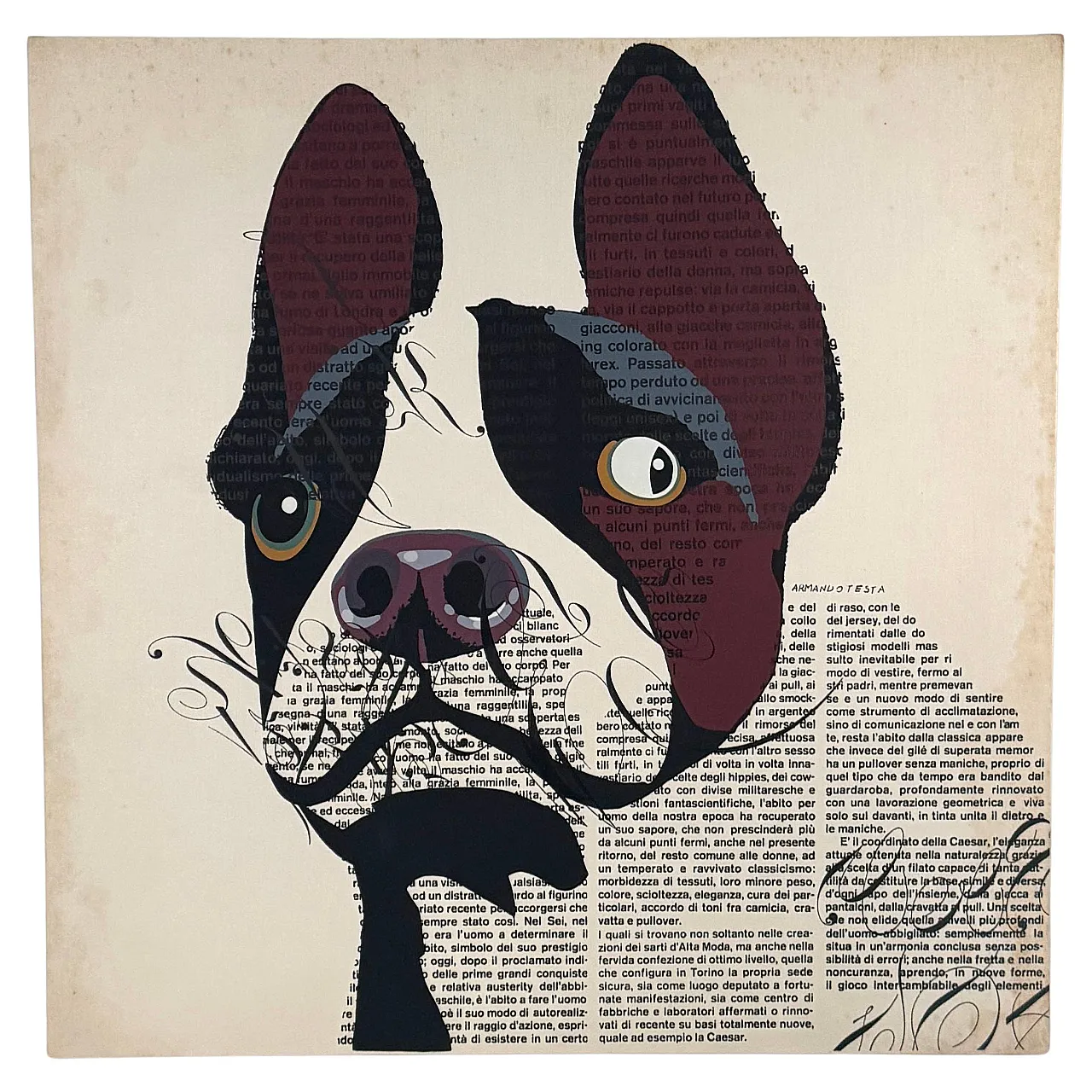 Squinting dog by Armando Testa, 12-colour silkscreen print, 1960s 1