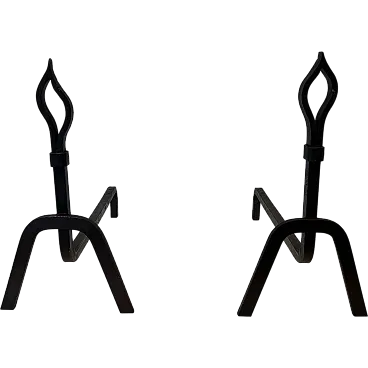 Pair of modernist wrought iron andirons, 1950s