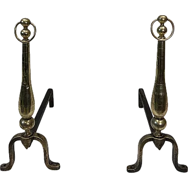 Pair of brass and iron Androni in neoclassical style, 1970s