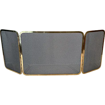 Brass fireplace screen and grill, 1970s