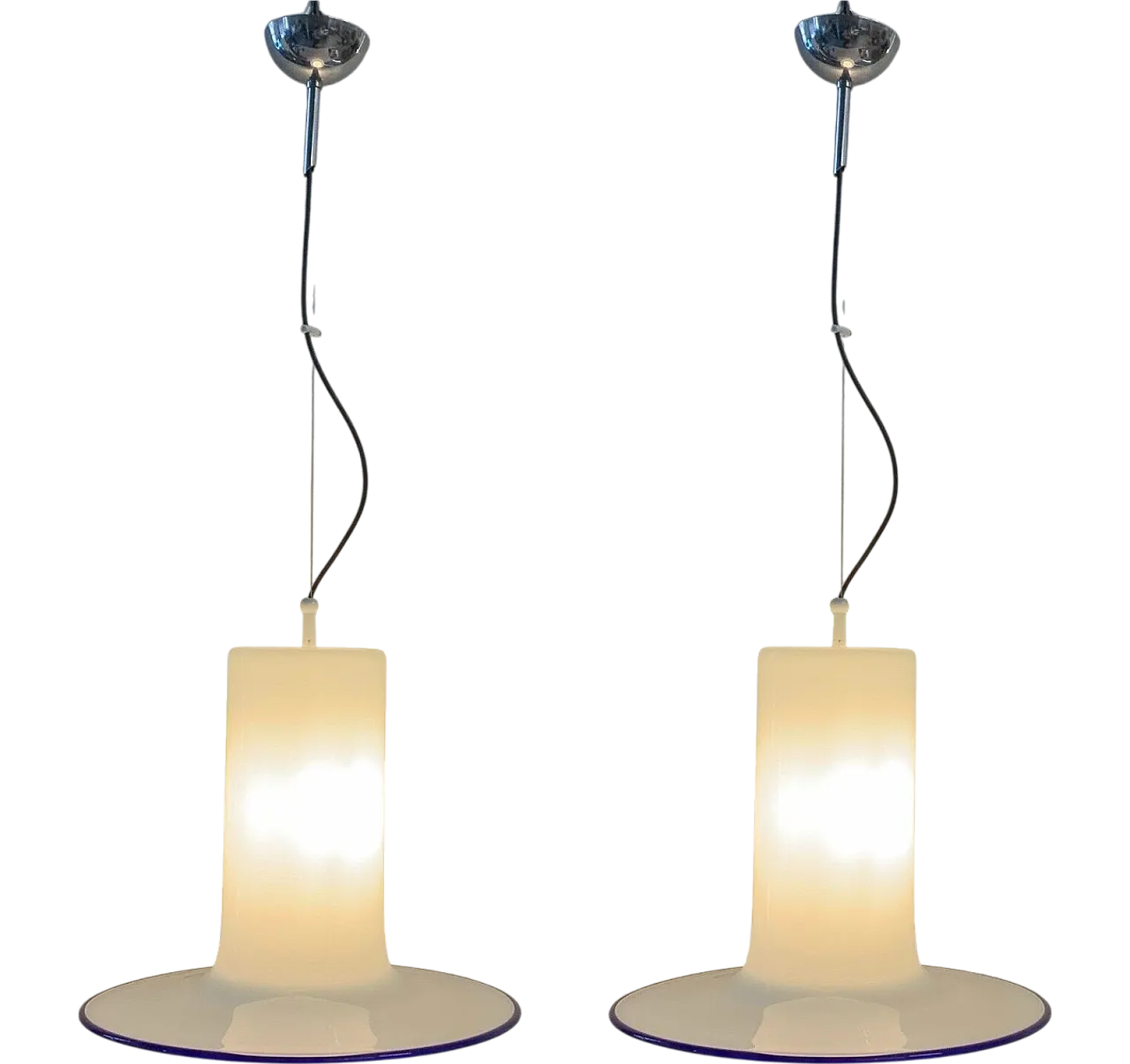 Pair of pendant Murano glass chandeliers by Vistosi, 1970s 6