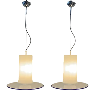 Pair of pendant Murano glass chandeliers by Vistosi, 1970s