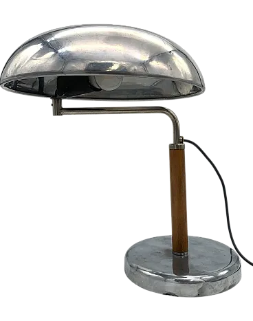 Wood and brass table lamp, 1930s