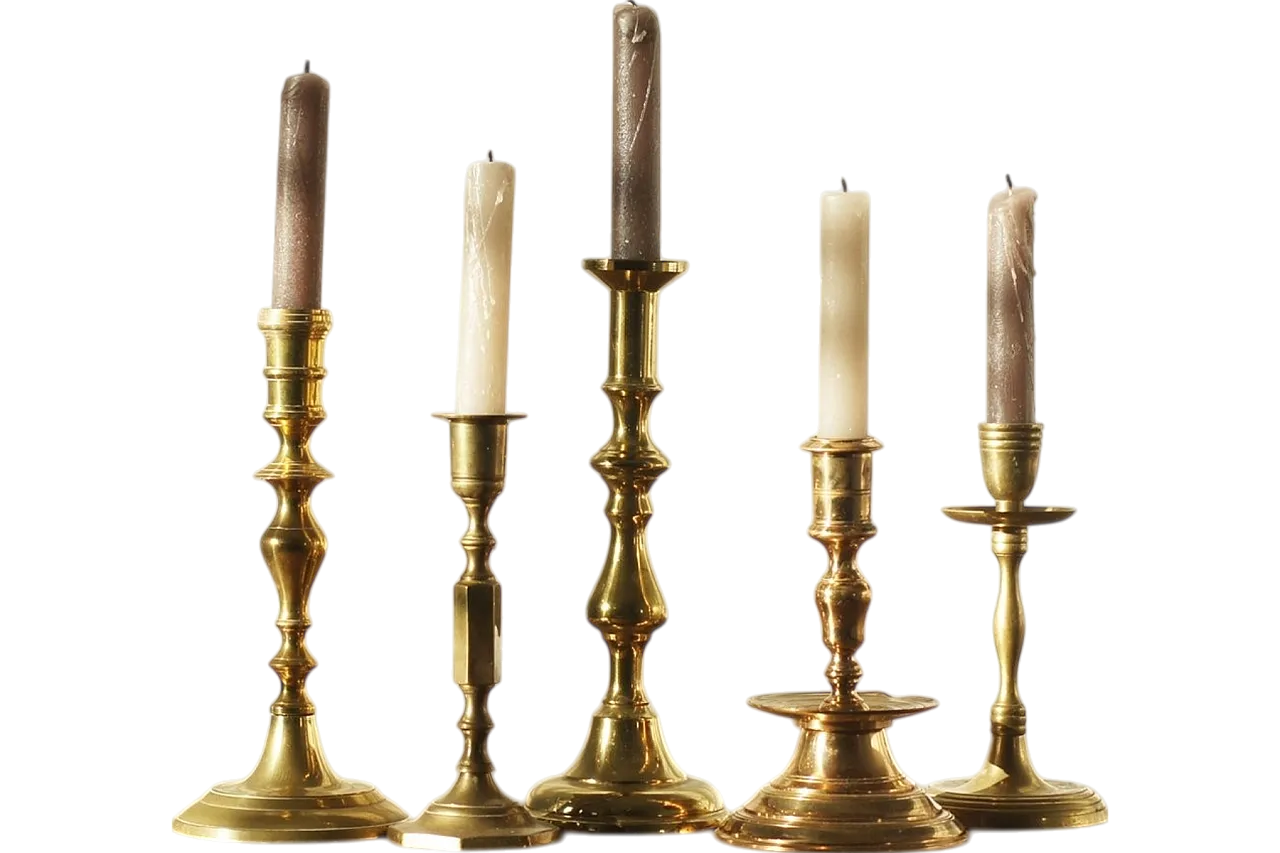 5 Brass candleholders, 1960s 4